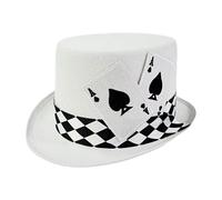 Top Hats for Men, Playing Card Pattern Magician Costume Accessory, Novelty Felt Top Hat, Designed to Complete Outfits Amateur Entertainers, Teachers, Cosplayers, Halloween, Stage Shows, School Plays