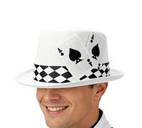 Top Hats For Men - Playing Card Pattern Magician Costume Accessory | Novelty Felt Top Hat | For Amateur Entertainers, Teachers, Cosplayers, Halloween, Stage Shows, School Plays
