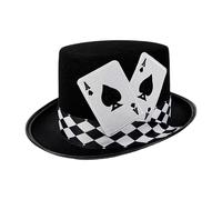 Top Hats For Men - Playing Card Pattern Magician Costume Accessory | Novelty Felt Top Hat | For Amateur Entertainers Teachers Cosplayers Halloween Stage Shows School Plays Themed, Vintage Magician Pro