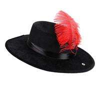 Top Hats for Men Women Black Top Hat with Red Feathers Adult Size Felt Costume Accessory for Halloween Party Costume Fancy Dress Accessory Magician Hats for Men Magician Hat Black