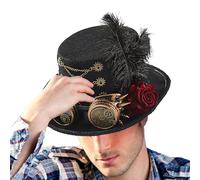 Top Hats: Gothic Felt Hat, Vintage Costume Headpiece, Versatile Accessory, Fancy Dress Accessory | For Men Women Adults Halloween Cosplay Steampunk Masquer
