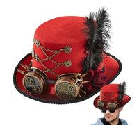 Top Hats - Steampunk Headwear with Goggles Design | Felt Costume Outfit for Men Women Adults, Versatile Headwear Accessory