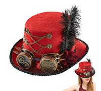 Top Hats,Top Hat Costume with Goggles Design - Felt Headwear Adjustable Costume Outfit for Men Women Adults Teens