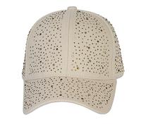TOP HEADWEAR Fashion Bling Rhinestone Studded Cotton Baseball Cap - Beige