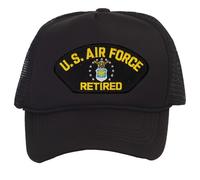 TOP HEADWEAR Mens US Air Force Trucker Hat - Adjustable Snapback USAF Cap, Retired Black, One Size