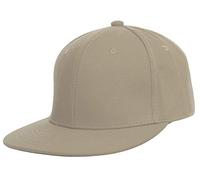 TOP HEADWEAR Plain Flat Bill Fitted Hat, Khaki 7 3/8