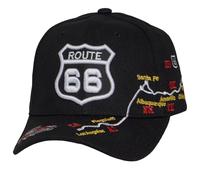 TOP HEADWEAR Route 66 Embroidered Baseball Cap Americana Travel Hat, Black Classic Car, One size
