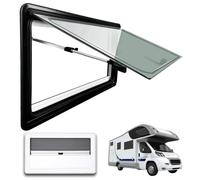 Top Hinged Campervan Window with Integrated Black Out Blind & Fly Net Screen for Caravan Camper Van Conversion RV Horsebox(1000*800MM)