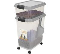 Top Home Solutions® 3-Piece Pet Food Storage Container - Airtight Pet Food Container with Plastic Measuring Scoop, Dry Food Dispenser, For Pets, Dogs, Cats and Animals (Grey)