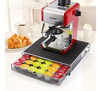 Top Home Solutions Coffee Pod Storage Drawer for Nespresso & Dolce Gusto Capsules - 36 Pod Holder & Machine Stand - Plastic Frame - Silicone Legs