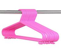 Top Home Solutions ® Hangers For Clothes - 20 Pcs Strong Adult Plastic Coat Hangers, Space Saving, Wide Hangers With Clips And Suit Pants Trouser Bar (Pink, 20 Pcs)
