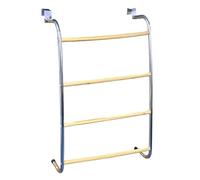 Top Home Solutions® Over The Door 4 Tier Towel Rack - 2 Hooks For Hanging Chrome Towel Rail Holder With 4 Bamboo Wooden Bars - Towel Holder for Bathroom, Kitchen, & Garage 69 x 48 x 13 Cm