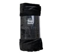 Top Home Solutions Plain Roll Mink Warm Cosy Sofa Bed Décor - Luxury Soft Warm Blanket - Blankets for Couch and Bed - Winter Warm Blanket Travel Bed (Black, 150 X 200CM)