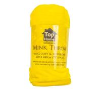 Top Home Solutions Plain Roll Mink Warm Cosy Sofa Bed Décor - Luxury Soft Warm Blanket - Blankets for Couch and Bed - Winter Warm Blanket Travel Bed (Yellow, 200 X 240CM)