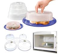 Top Home Solutions Set of 5 Microwave Plate Covers with Adjustable Steam Vents; Microwave Splatter Covers - Mixed Sizes for Large & Small Food Plates Bowls