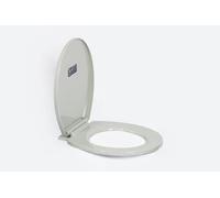 Top Home Solutions Soft Close Toilet Seat Bathroom Oval Shape - WC Heavy Duty Seats Anti Slam - with Quick Release for Easy Clean - Simple Top Fixing - L 415-440mm x W 357 mm (Light Grey)