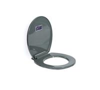 Top Home Solutions Soft Close Toilet Seat Bathroom Oval Shape - WC Heavy Duty Seats Anti Slam - with Quick Release for Easy Clean - Simple Top Fixing - L 415-440mm x W 357 mm (Dark Grey)