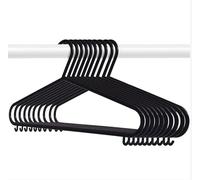 Top Home Solutions ® Strong Plastic Coat Hangers - Space Saving, Wide Hangers With Suit Pants Bar, Black, 100 Pcs