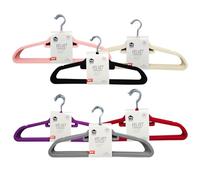 Top Home Solutions® Velvet Hangers - Mix Colors 10 Each, 60 Pcs Premium Non-Slip Space Saving Clothes Hangers With Tie Bar, Notched Shoulder, 360° Swivel Hook, Sturdy For Heavier Garments 45 x 24 Cm