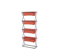 Top Home Solutions® Vertical Planter -Raised Garden Beds With 4 Removable Raised Planter Trays, Foldable Structure, Outdoor Indoor Planter Stand For Flowers, Vegetables and Herbs (Orange)