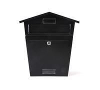 Top Home Solutions® Wall Mounted Post Box - Lockable with 2 Keys, Nameplate, Durable Powder Coated Metal, Large Outside Letter Box - 36H x 33W x 14D cm (Black, Plain Design)