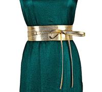 TOP HUNTER Women Faux Leather Obi Style Belt, Retro Lace Up Wide Wrap Waist Belt for Party Casual Fashion, Gold, One Size