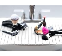 Top-it Sink Mat for More Counter Space. Rollable Sink Cover. Christmas Ideas. Makeup Organizer Mat. Must Have Bathroom Accessory.… (White)
