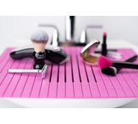 Top-it Sink Mat for More Counter Space. Rollable Sink Cover. Makeup Organizer Mat. Must Have Bathroom Accessory.… (Pink)