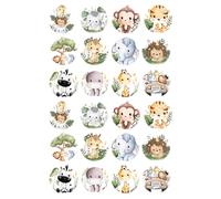 Top it Toppers Ltd 24 Multicolored Jungle Safari Animal Cupcake Toppers, 1.5 inches, 24 Count, Birthday, Wild Jungle Animal Theme Party Supplies