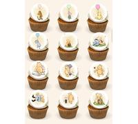 Top it Toppers Ltd Classic Winnie the Bear Edible Cupcake Toppers, 24 Precut Round Wafer Card, Baby Shower and Birthday