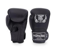 Top King Super Air Breathable Leather Gloves Muay Thai Boxing Gloves for Training or Sparring - Black, 10oz
