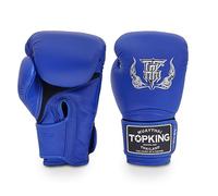 Top King Super Air Breathable Leather Gloves Muay Thai Boxing Gloves for Training or Sparring - Blue, 16oz