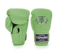Top King Super Air Breathable Leather Gloves Muay Thai Boxing Gloves for Training or Sparring - Green, 14oz