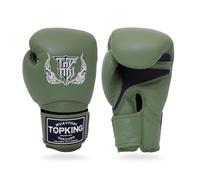 Top King Super Air Breathable Leather Gloves Muay Thai Boxing Gloves for Training or Sparring - Khaki, 10oz
