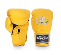 Top King Super Air Breathable Leather Gloves Muay Thai Boxing Gloves for Training or Sparring - Yellow, 14oz