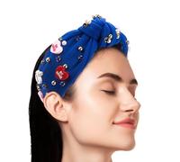 Top Knot Headband - Valentines Day Headband, Women Knotted Headbands | Pearl Beaded Valentine's Day Headbands, Rhinestone Crystal Jeweled Embellished Hairband for Women