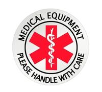 Top Label Medical Alert Equipment Luggage Tag Stickers, 10 Pcs, 4 Inch, Fragile Medical Equipment Inside, Handle with Care Labels for Medical Supplies