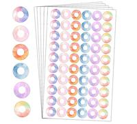 Top Label Multicolor Hole Reinforcement Stickers, 0.25 Inch, 2000 Pcs, Vinyl, Modern Style, Rainbow Theme, Self-Adhesive, Single Use, Indoor, School, Home, Office, Notebooks, Binders, Calendars
