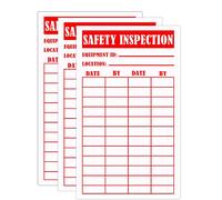 Top label Safety Inspection Tag for Accident Prevention,5x3 Inch Check Record Vinyl Sticker Label,200 Pcs Per Pack, White,Red