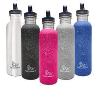 Top Leopard Stainless Steel Water Bottle with Straw | Metal Water Bottle With Leak Proof Snap n Seal Lid | Multi-purpose Bottle For Home, Gym, Sports | FREE Lid, Straw & Cleaning Brush | Silver, 750ml