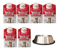 Top Life Formula Kitten Milk (200ml) - Pack of 6 Kitten Milk for Cats Bundled with Fade-Style Slip Proof Bowl
