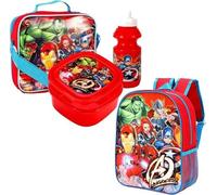Top Linen Avengers Character 4 Piece Set Boys Kids Backpack with Side Pocket School Bag + Lunch Bag + Sandwich Box +Water Bottle