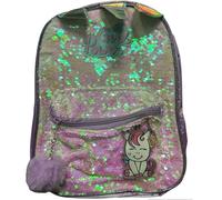 Top Linen (NW) Ltd Children Cartoon Official Character Backpack For School - Lightweight Rucksack Travel Backpack Kids - Deluxe Unicorn Girl Power Sequin With Pom Pom Back Pack