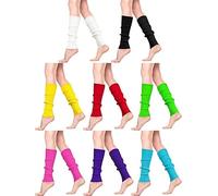 Top Linen (NW) Ltd Dance Plain Ribbed Leg Warmer - Plain Leg Warmer 80s Theme Party Neon Dance Ballet - Made In UK (Leg Warmers - Pack of 5 Neon Orange, Baby Pink, Royal Blue, Cream, Neon Green)