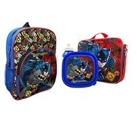 Top Linen (NW) Ltd Kids 4-Piece Character School Set - Backpack, Lunch Bag, Drinks Bottle & Sandwich Box | Durable, Colourful & Perfect for School (Batman)