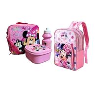 Top Linen (NW) Ltd Kids 4-Piece Character School Set - Backpack, Lunch Bag, Drinks Bottle & Sandwich Box | Durable, Colourful & Perfect for School (Deluxe Minnie Mouse)