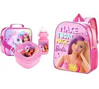 Top Linen (NW) Ltd Kids 4-Piece Character School Set - Standard Backpack, Lunch Bag, Water Bottle & Sandwich Box | Fun, Durable & Ready for School Adventures (Barbie Make Today Magic)