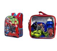 Top Linen (NW) Ltd Kids 4-Piece Character School Set - Standard Backpack, Lunch Bag, Water Bottle & Sandwich Box | Fun, Durable & Ready for School Adventures (Marvel Avengers)