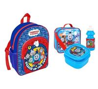 Top Linen (NW) Ltd Kids 4-Piece Deluxe Character School Set - Backpack, Lunch Bag, Drinks Bottle & Sandwich Box | Durable, Colourful & Perfect for School (Thomas Tank)