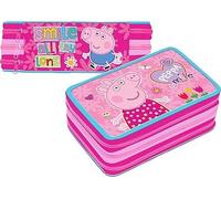 Top Linen (NW) Ltd Kids Official Cartoon & Movie Character 3 Tier Large Full Stationery School Supplies Set - Multi Compartment Pens, Pencils, Markers with Case - P Pig